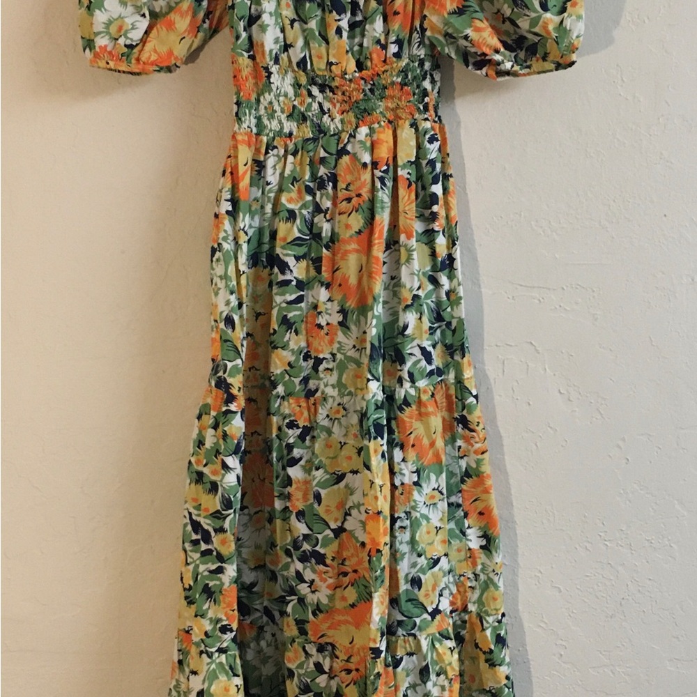 Faithful The Brand 100% Cotton Midi Floral Dress 2 Yellow Spring Easter … - Picture 9 of 14